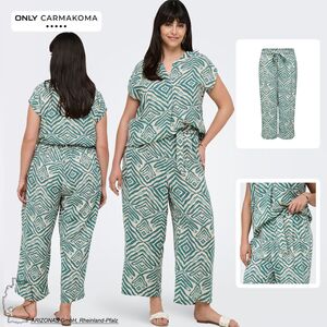 Gemusterte Culotte Freizeithose mit Bindeband