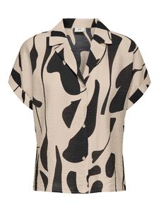 Kurzarm Hemd Bluse mit abstraktem Muster und Kentkragen