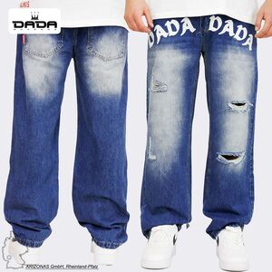 Baggy Denim Jeans mit Dada Logo und Used Look