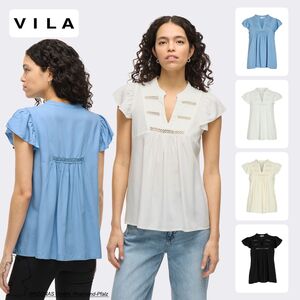 Kurzarm Bluse mit R�schen und Spitzendetails