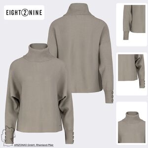 Rippstrick Pullover mit Stehkragen und �rmelkn�pfen