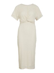 Kurzarm Midikleid mit Knotendetail und Textur