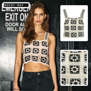 Geh�keltes Crop Top mit Muster