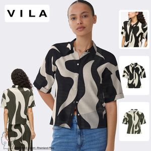 Gemusterte Hemd Bluse mit Kragen und Knopfleiste