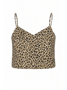 Cropped Top mit V-Ausschnitt und Leo-Muster