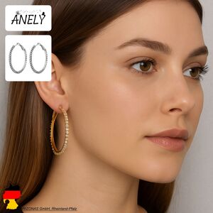 Funkelnde Creolen mit Kristallverzierung, gro�