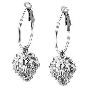 Statement Creolen mit L�wenkopf Anh�nger f�r Damen