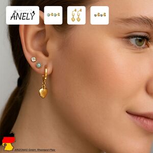 Ohrschmuck Set mit Herzanh�nger und Evil Eye