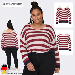 Gestreifter Damenpullover mit weitem Ausschnitt