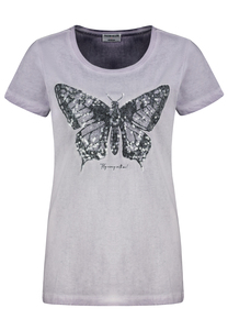 T-Shirt mit Pailletten-Schmetterling und Print