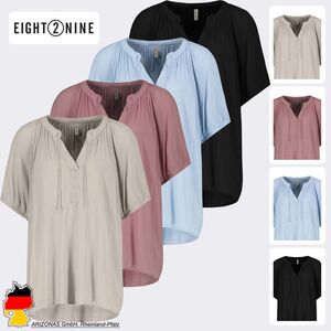 Luftige Viskosebluse mit V-Ausschnitt und Kurzarm