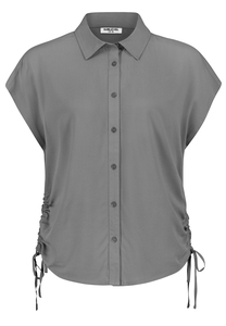 Kurzarmbluse mit Kragen und Schn�rdetails