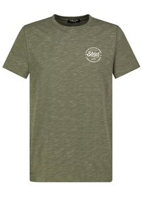 Meliertes T-Shirt mit Rundhals und Print