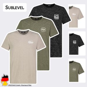 Meliertes T-Shirt mit Rundhals und Print