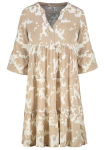 Tropenmuster Kleid mit V-Ausschnitt und R�schenarme 