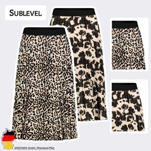 Leo Print Midi Faltenrock mit Elastischem Bund