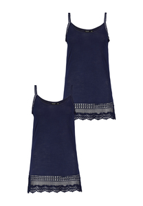 2er Set Kleid Spaghetti Top mit H�kelspitze und Spitzensaum