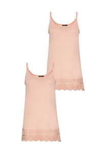2er Set Kleid Spaghetti Top mit H�kelspitze und Spitzensaum