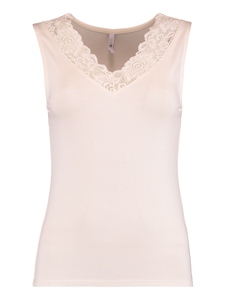 �rmelloses Shirt mit Spitzeneinsatz und V-Ausschnitt