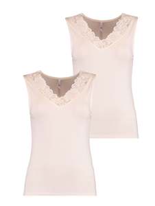 2er Set T-Shirt Set �rmellos mit Spitzeinsatz