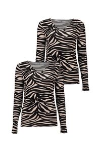 T-Shirt Zweierpack mit V-Ausschnitt im Zebra-Look