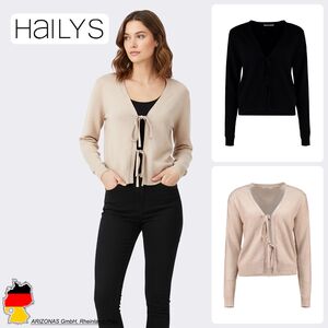 Cardigan mit Bindeb�ndern und V Ausschnitt Feinstrick