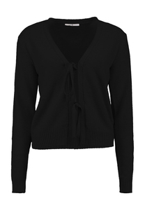 Cardigan mit Bindeb�ndern und V Ausschnitt Feinstrick