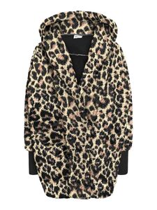 Leopardenmuster Mantel mit Kapuze und gemtlichem Schnitt