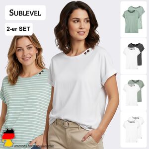 Design T-Shirts 2er-Pack Knopfdetails Umschlag�rmel