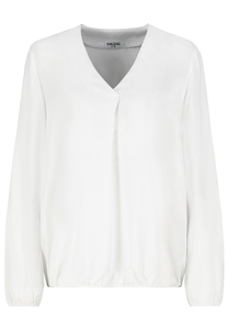 Langarmbluse mit V-Ausschnitt und elastischem Saumabschluss