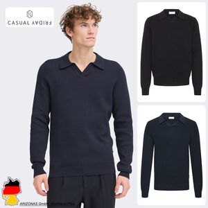 Langarm-Strickoberteil mit mit Polo-Kragen