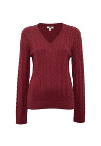 Klassischer Zopfmuster Strickpullover mit V-Ausschnitt