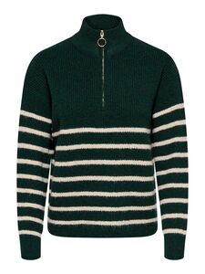 Gestreifter Pullover mit Reiverschluss und Stehkragen