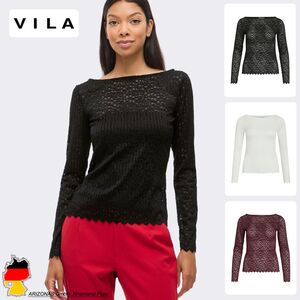 Langarmshirt mit Spitzenmuster und welligem Saum