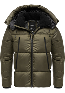 Winterjacke mit Kapuze gl�nzend Fleecekragen und Rei�verschlusstaschen