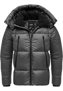 Winterjacke mit Kapuze gl�nzend Fleecekragen und Rei�verschlusstaschen