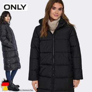 Langer Steppmantel mit Kapuze und Frontrei�verschluss