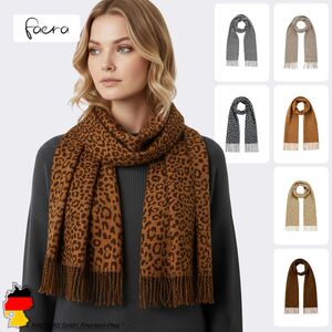 Schal mit Leopardenmuster Fransen weich und angenehm