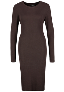 Langarm-Kleid Strick geripptes Muster figurbetonter Schnitt