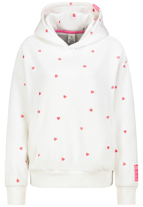 Kapuzensweatshirt mit Aufdruck und Stickerei Herz Gepunktet
