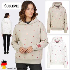 Kapuzensweatshirt mit Aufdruck und Stickerei Herz Gepunktet