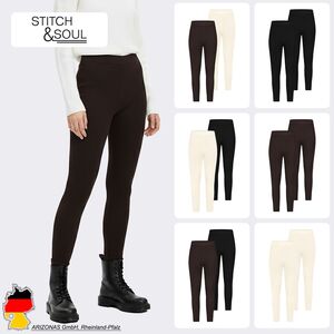 2er-SET Gerippte Leggings mit elastischem Bund