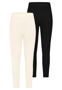 2er-SET Gerippte Leggings mit elastischem Bund