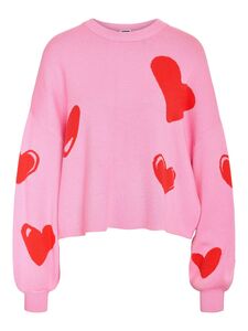 Jacquard Strickpullover mit Rundhals Langarm Rippb�ndchen