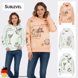 Hoodie Floralen Tropischen Mustern Good Vibes Rippb�ndchen
