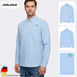 Langarmshirt mit Knopfleiste Stickerei und Brusttaschen