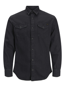 Einfarbiges Langarmhemd Kentkragen Gerade Passform