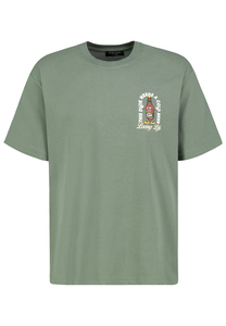 Kurzarm T-Shirt Rundhals Loose Fit Brustaufdruck Spruchdruck