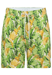 L�ssige Badeshorts Tropisches Blattmuster Kordelzug