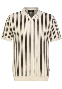 Kurzarmshirt V-Ausschnitt Gestreift Elastischer Bund